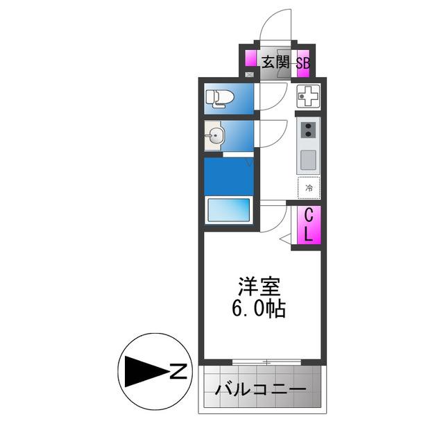 プレリス北巽駅前ラバルス(1K/5階)の間取り写真