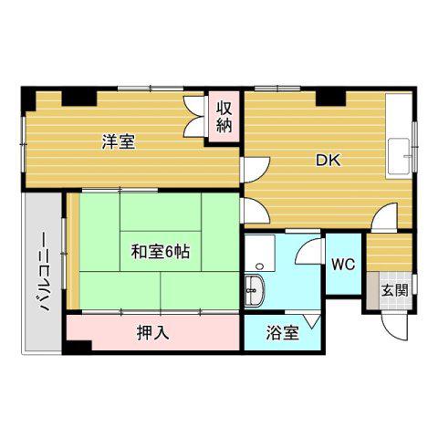 貴田第二マンション(2DK/3階)の間取り写真