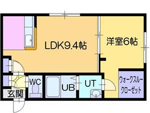 RAISIN(1LDK/1階)の間取り写真