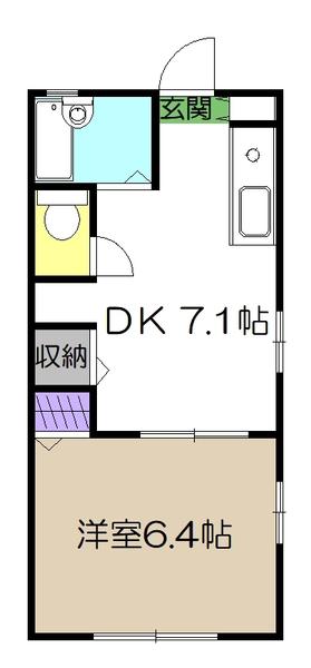 ラピス B棟(1DK/1階)の間取り写真