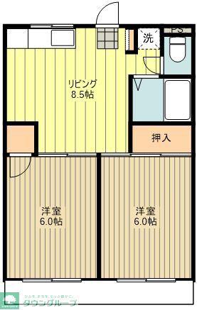 ビングスフジ(2DK/2階)の間取り写真