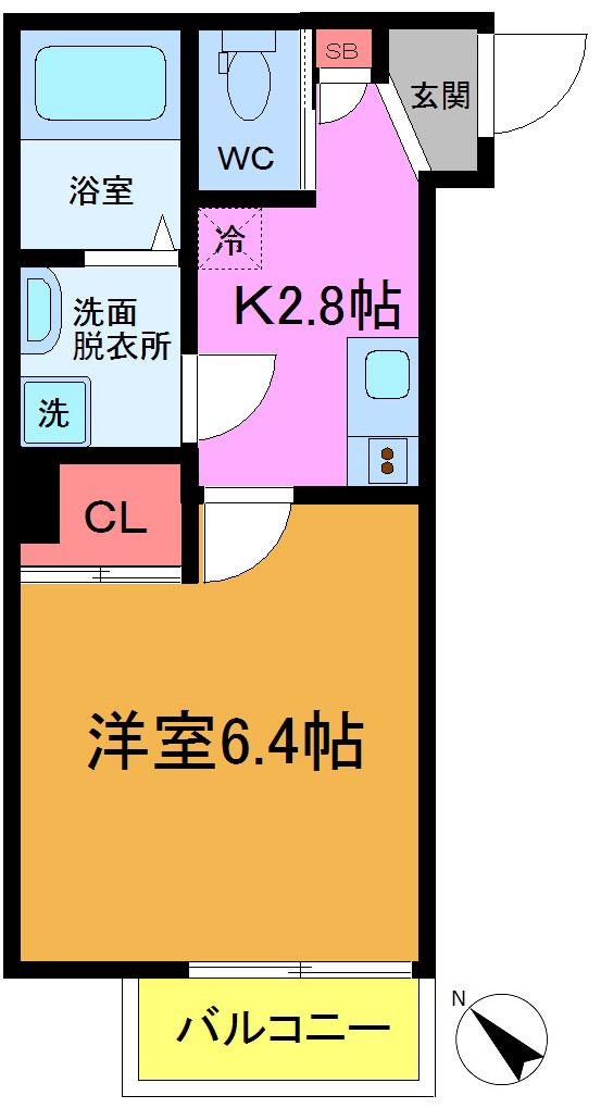 ヴォーグ市川(1K/2階)の間取り写真