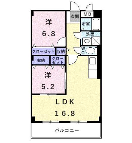 ヴェルドミール(2LDK/2階)の間取り写真