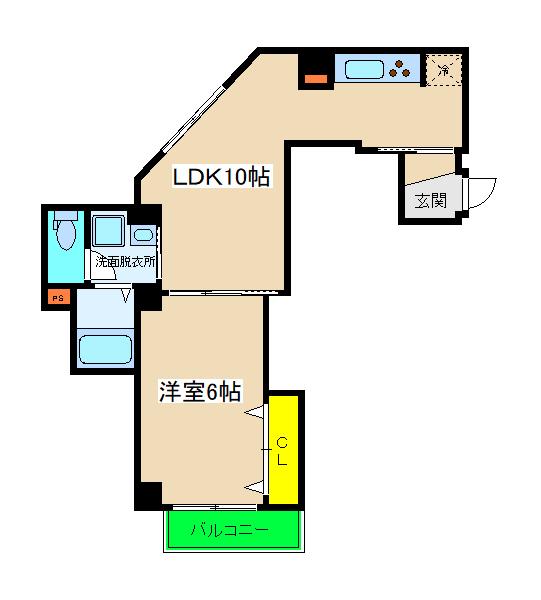 ルークスα上星川(1LDK/2階)の間取り写真