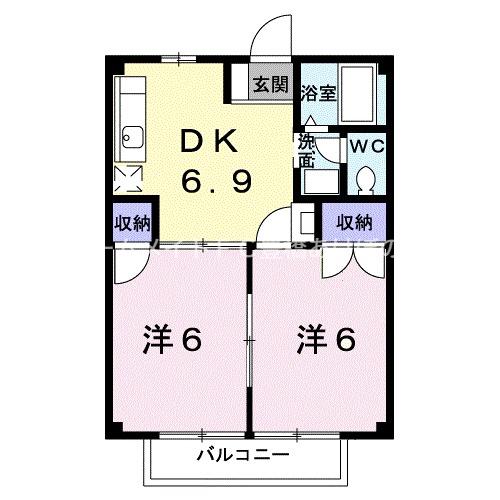 ニューシティT&R(2DK/2階)の間取り写真