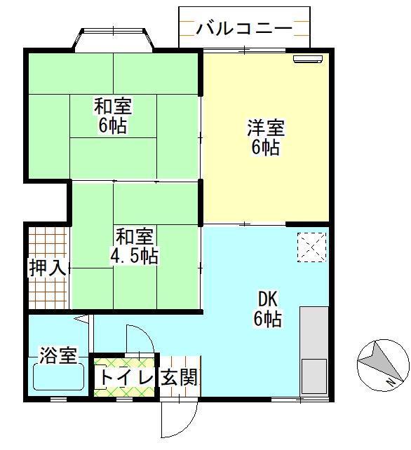 エルストハイムII(3DK/1階)の間取り写真