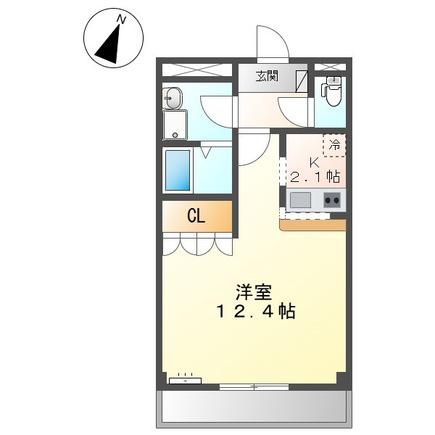グランピエールC棟(1K/3階)の間取り写真