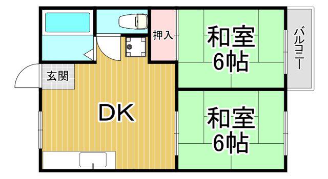 ファミール杉(2DK/2階)の間取り写真