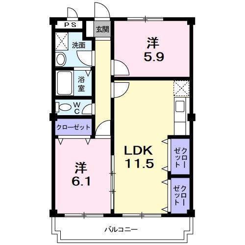 アーバンレジデンス(2LDK/4階)の間取り写真