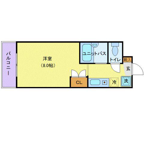ピュアパレス江戸川台(ワンルーム/1階)の間取り写真