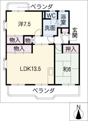グリーンパーク城東(2LDK/2階)の間取り写真