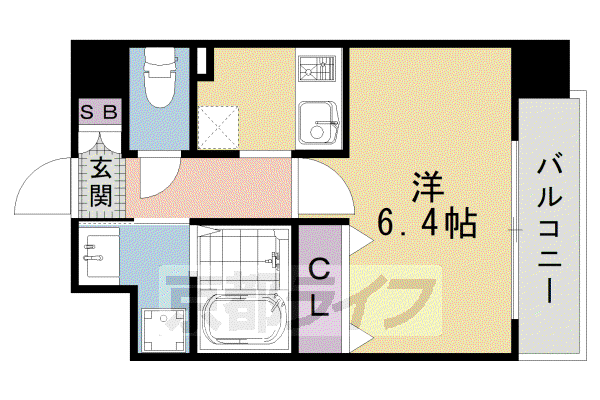 カスタリア京都西大路(1K/3階)の間取り写真