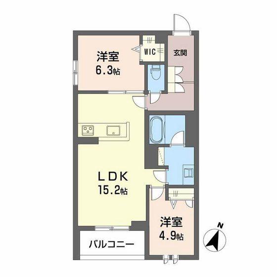 吉見園ベレオ(2LDK/2階)の間取り写真