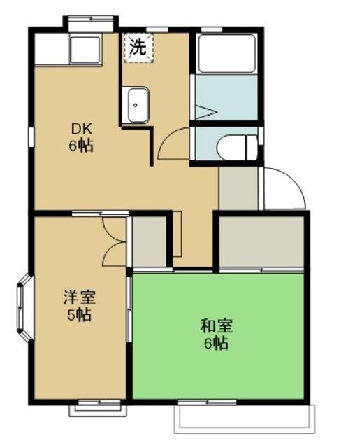 クララハイム(2DK/1階)の間取り写真