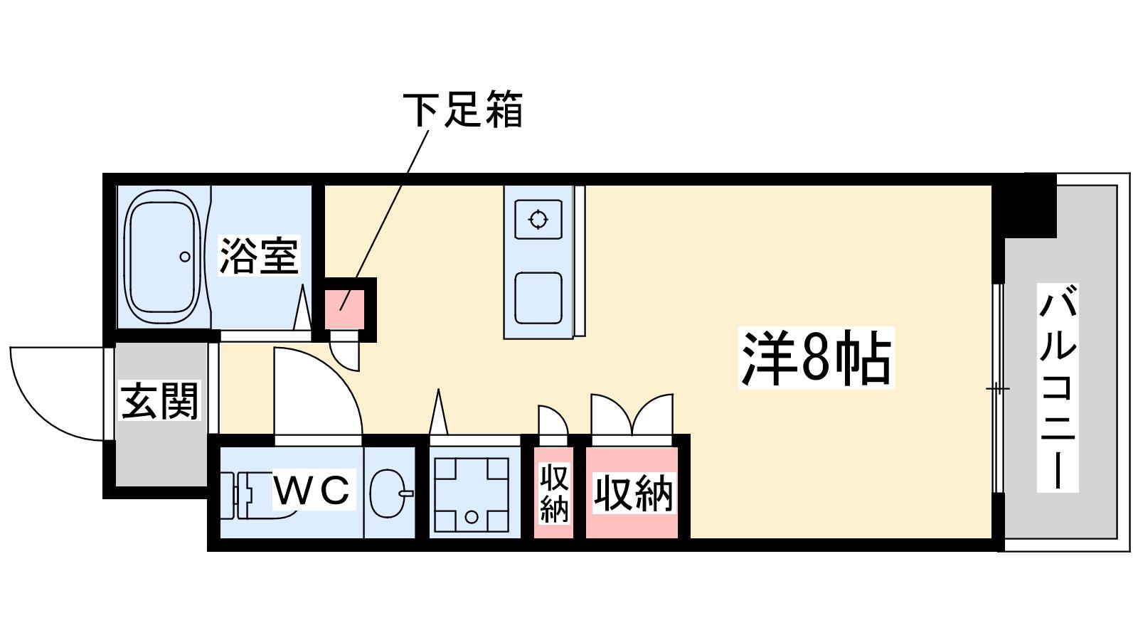 エスリード御堂筋梅田(1K/4階)の間取り写真