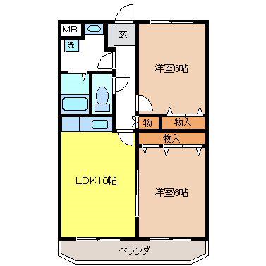 ソレイユコートS(2LDK/4階)の間取り写真