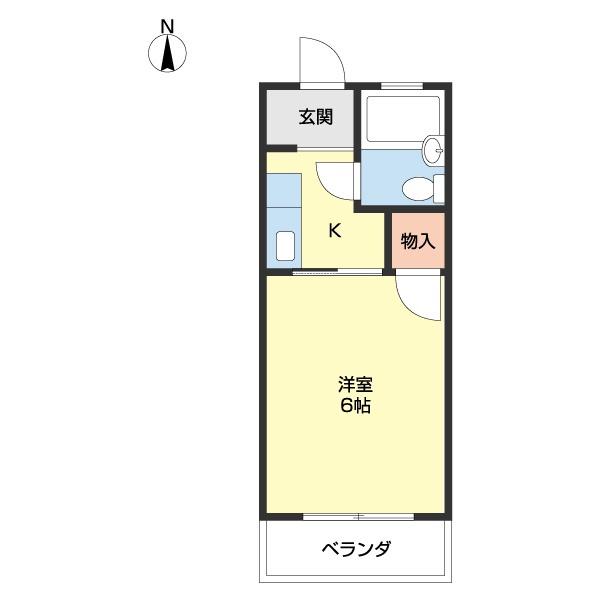 ルーミング桂(1K/2階)の間取り写真