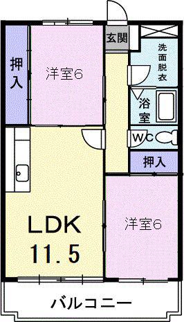 パークサイドマンション吉田(2LDK/1階)の間取り写真