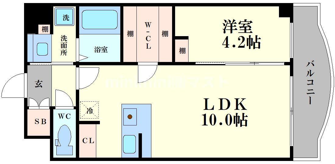 マリンズ弁天町(1LDK/6階)の間取り写真