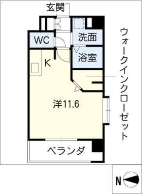 THE金山1107(1K/2階)の間取り写真