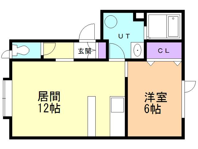 ベルシーヌ中島III(1LDK/1階)の間取り写真