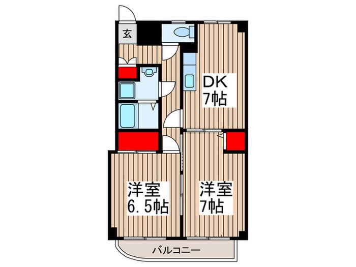 リヴェール柏(2DK/1階)の間取り写真