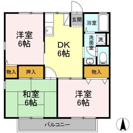 サンモールI(3DK/2階)の間取り写真