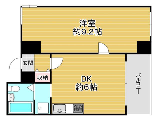 藤和シティコープ大手前LL(1DK/2階)の間取り写真