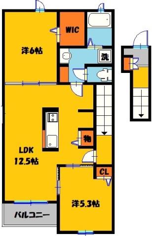 ジョアニーナ A(2LDK/2階)の間取り写真
