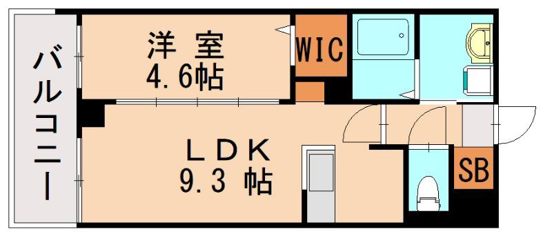 S-RESIDENCE名島(1LDK/6階)の間取り写真
