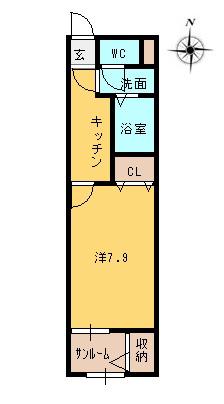 クレールⅧ(1K/1階)の間取り写真