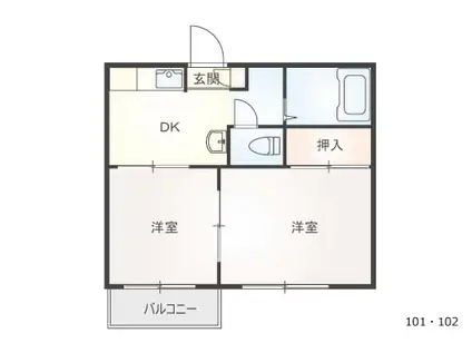 大納屋ハイツ(2DK/1階)の間取り写真