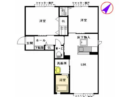 積水ハウスの2LDK(2LDK/2階)の間取り写真
