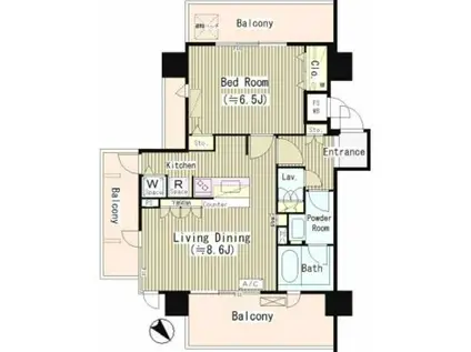 インザガーデン(1LDK/10階)の間取り写真