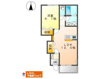 カネイコート日開野II(1LDK/1階)の間取り写真