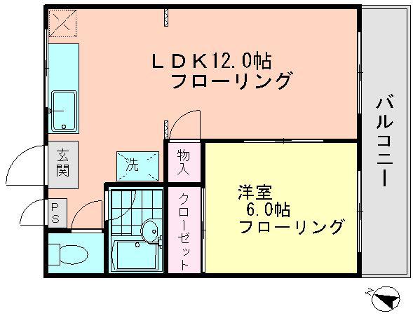 レジデンス岡野II(1LDK/1階)の間取り写真