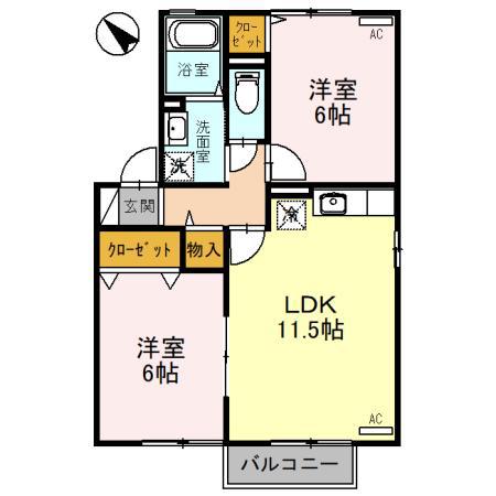 リトル・K B(2LDK/2階)の間取り写真