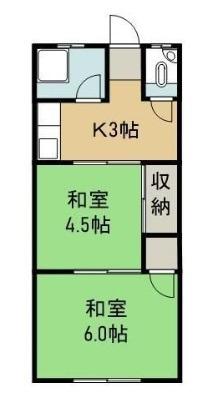 コーポ85南棟(2K/1階)の間取り写真