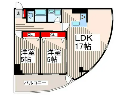 クリスタルタワー(2LDK/4階)の間取り写真