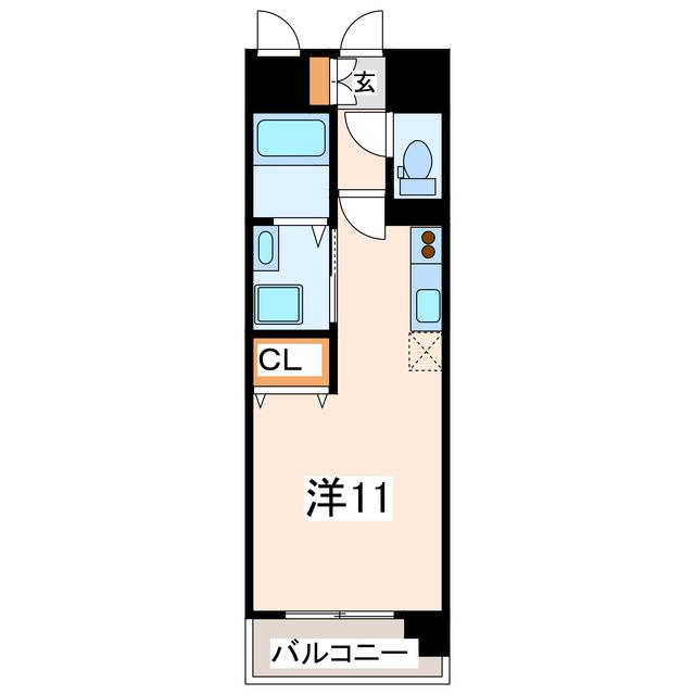 シュシュ天神(ワンルーム/2階)の間取り写真