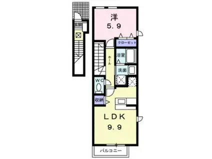 ネオハイムD(1LDK/2階)の間取り写真