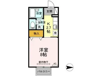 アベニューハタダIII(1K/2階)の間取り写真