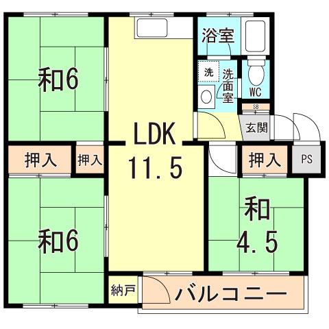 神陵台東 51号棟(3LDK/4階)の間取り写真