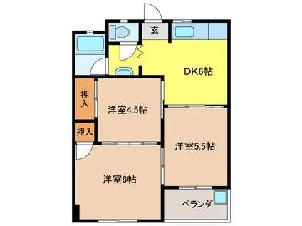 ハイツ松野(3DK/1階)の間取り写真