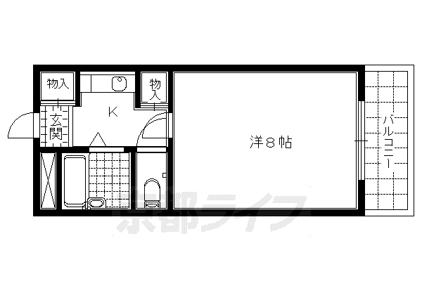 サンフェスタ東福寺 A棟 B棟(1K/1階)の間取り写真