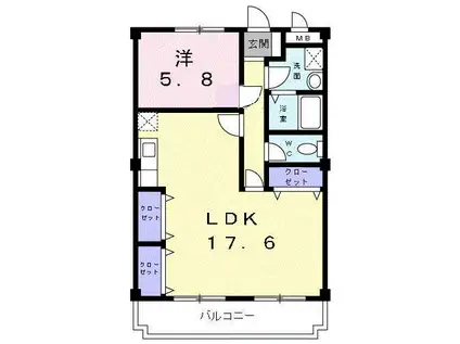 アンティエール(1LDK/4階)の間取り写真