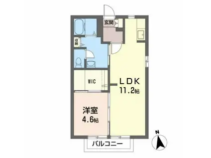 フレックス・カマタ B(1LDK/1階)の間取り写真