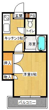 コスタ清武(1K/4階)の間取り写真