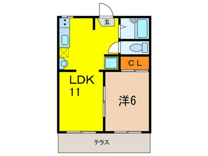 シェーネス仁川(1LDK/1階)の間取り写真