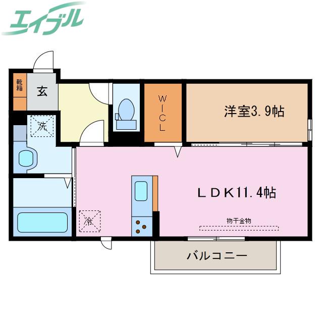 アルカディア 日永(1LDK/1階)の間取り写真